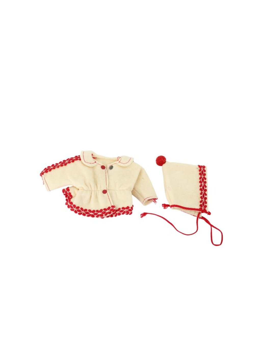 Vogue Ginny Doll Felt Coat Hat Red Trim Vintage 94666